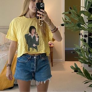 Pale Yellow Pulp Fiction Cropped Tee